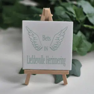 Troosttegel in liefdevolle herinnering handgemaakt met naam